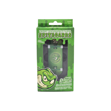 34mm x 96mm Pro Fingerboard Set-Up (Complete) | Real Wood Deck (5-Layers) | Pro Trucks with Lock-Nuts | Polyurethane Pro Wheels | Real Ball Bearings | Round Emblem (Green Version)  SPITBOARDS